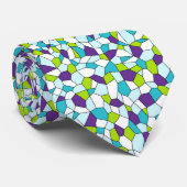 Limon, Lila, Aqua, blau, weißes Mosaik Necktie Krawatte (Gerollt)