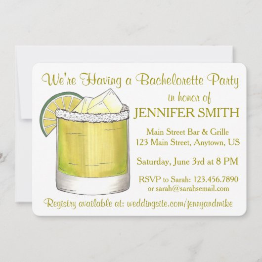 Limon Margarita Cocktail Bachelorette Cinco de May Einladung (Vorderseite)