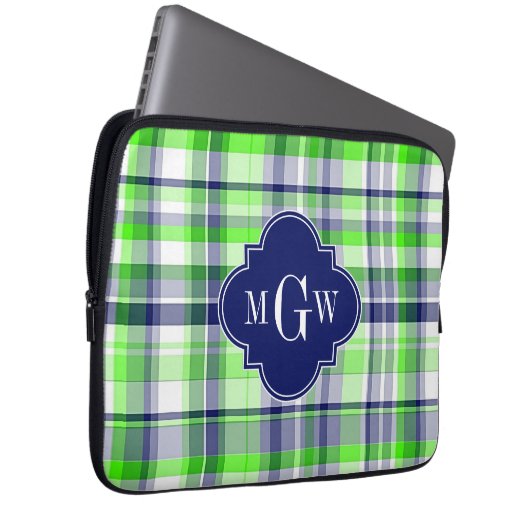 Limon, Marine, Welpe Madras Quatrefolienmonogramm Laptopschutzhülle (Vorne Rechts)