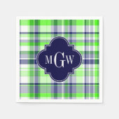 Limon, Marine, Welpe Madras Quatrefolienmonogramm Serviette (Vorderseite)