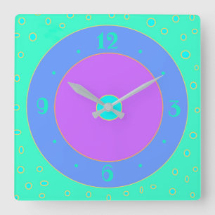 Limon mit Blau/Mauve/Aqua/Center Clock Quadratische Wanduhr