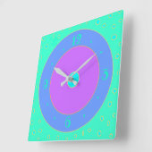 Limon mit Blau/Mauve/Aqua/Center Clock Quadratische Wanduhr (Winkel)
