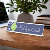 Limon-Navy-Geometrisches Muster für benutzerdefini Schreibtischnamensplakette