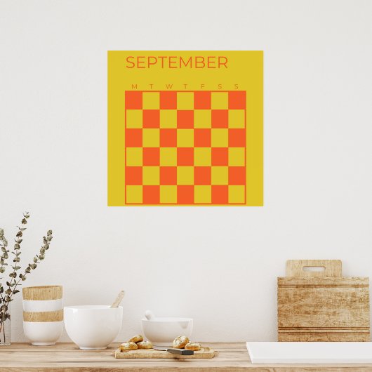 Limon Orange Undated Checked September Calendar Poster (Küche)
