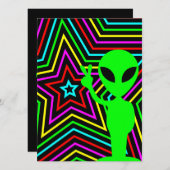 Limon Rainbow Stars Alien Birthday Party Einladung (Vorne/Hinten)