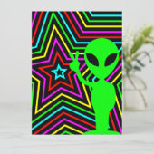 Limon Rainbow Stars Alien Birthday Party Einladung (Stehend Vorderseite)