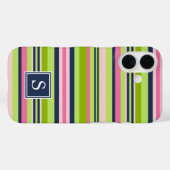 Limon, rosa und Navy Strip Monogram Case-Mate iPhone Hülle (Rückseite (Horizontal))