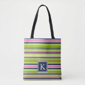 Limon, rosa und Navy Strip Monogram Tasche (Vorderseite)