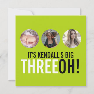 Limon schwarz 30. THREEOH! Foto Geburtstag Einladu Einladung