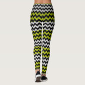Limon Schwarz-weißes Zickzack modernes Leder Leggings (Rückseite)
