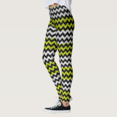 Limon Schwarz-weißes Zickzack modernes Leder Leggings (Links)