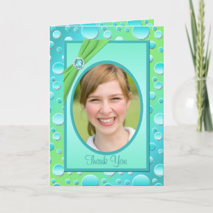 Limon und Aqua Polka Dot Danke, Card mit Foto Dankeskarte