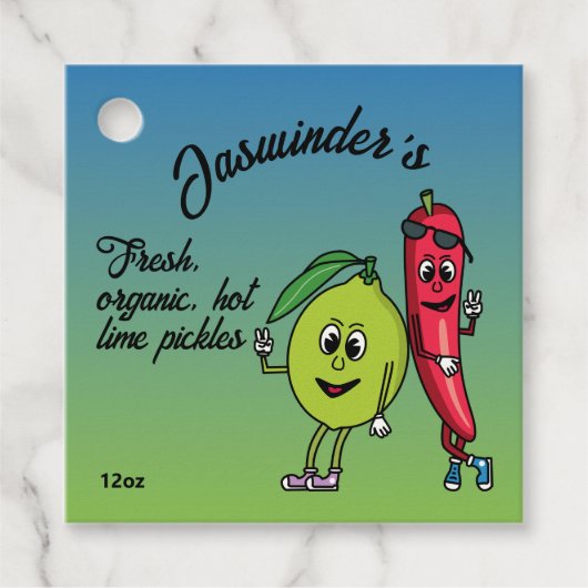 Limon und Pepper Pals Funny Cartoon Limon Pickles Geschenkanhänger (Vorderseite)