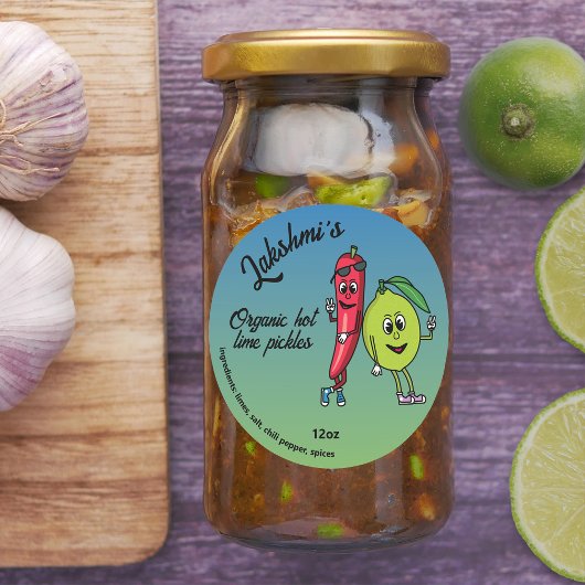 Limon und Pepper Pals Funny Cartoon Limon Pickles Runder Aufkleber