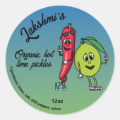 Limon und Pepper Pals Funny Cartoon Limon Pickles Runder Aufkleber (Vorderseite)