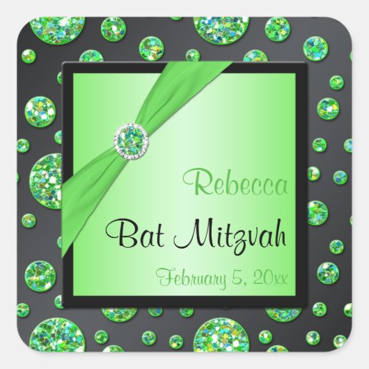 Limon und schwarz 1,5" Bat Mitzvah Sticker (Vorderseite)
