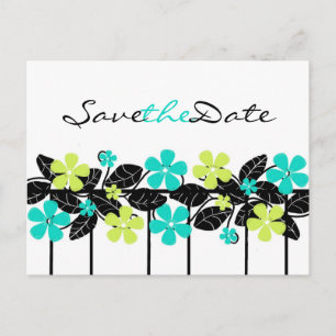 Limon und Turqouise Floral Save the Date Postkarte