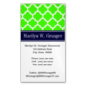 Limon White Marokko #5 Navy Blue Name Monogram Magnetische Visitenkarte (Vorderseite Vertikal)