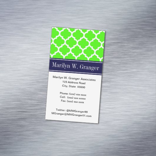 Limon White Marokko #5 Navy Blue Name Monogram Magnetische Visitenkarte (Beispiel)