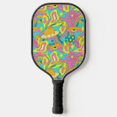 Limon Yellow Pink Retro 70er Psychedelic Trippy Pickleball Schläger (Rückseite)