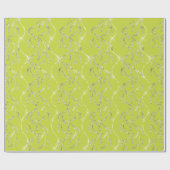 Limon Yellow Spark Laurel Floral Silver Diamonds Geschenkpapier (Flach)