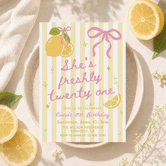 Limonade-Lemon-Thema-Frisch-21. Geburtstag Einladung