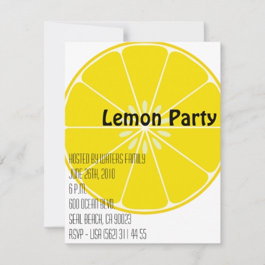 Limonade-Party Einladung (Vorderseite)