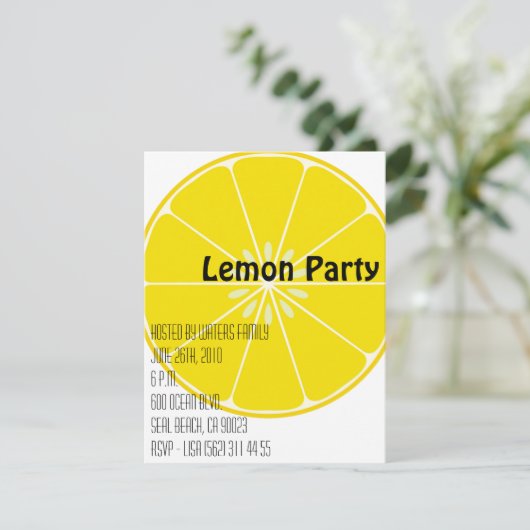 Limonade-Party Einladung (Stehend Vorderseite)