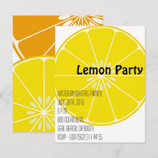Limonade-Party Einladung (Vorne/Hinten)