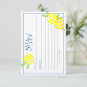Limonade SOMMER CITRUS Brautparty REZIPE Begleitkarte (Stehend Vorderseite)