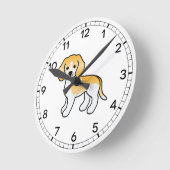 Limonade und weißer Beagle Niedlicher Cartoon-Hund Runde Wanduhr (Winkel)