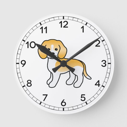 Limonade und weißer Beagle Niedlicher Cartoon-Hund Runde Wanduhr (Vorderseite)