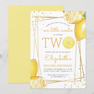 Limonade Zitrus-Aquarell 2. Geburtstagsfeier Einladung