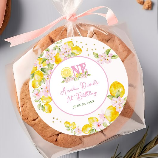 Limonaden-Blumen 1. Geburtstag Runder Aufkleber