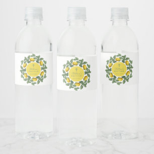 Limonaden-Taufe Zitronen Gelber Kreis Botanisch Wasserflaschenetikett