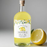 Limoncello Alkoholflaschenetikett<br><div class="desc">Elegant Watercolor Gelbe Blumengrün Lemons hausgemachte Limoncello Hochzeit Vielen Dank Flaschen Labels</div>