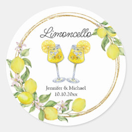 Limoncello Aquarellencocktails Hochzeit Runder Aufkleber