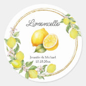 Limoncello Aquarellengletscher Hochzeit Sommer Runder Aufkleber (Vorderseite)