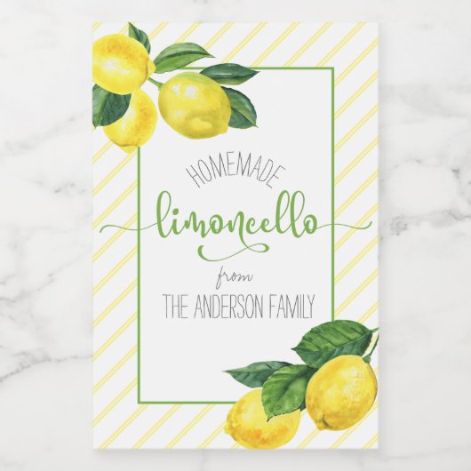 Limoncello Aquarelllemonen, benutzerdefinierter Sk Weinetikett (Einzelnes Label)