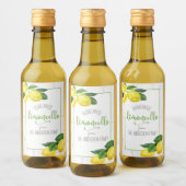 Limoncello Aquarelllemonen rustikaler Schriftname Weinetikett (Flaschen)