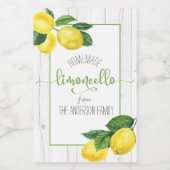 Limoncello Aquarelllemonen rustikaler Schriftname Weinetikett (Einzelnes Label)