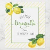 Limoncello Aquarelllemons individuelle Name Skript Weinetikett (Einzelnes Label)