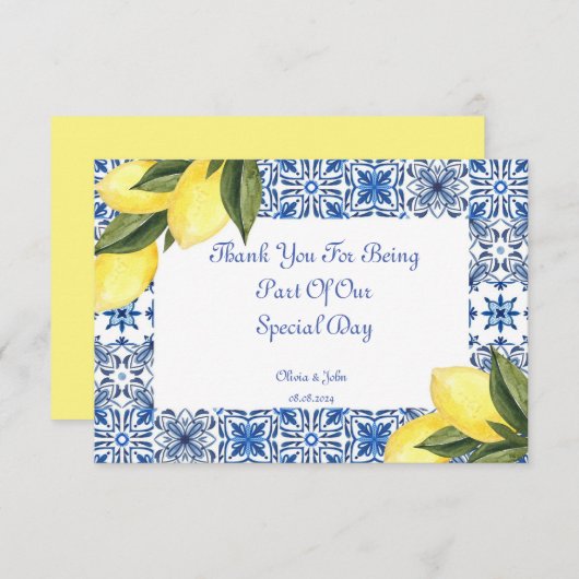 LIMONCELLO BRAUTPARTY DANKEN SIE KARTE (Vorne/Hinten)