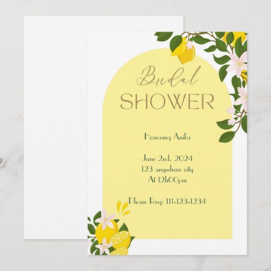 LIMONCELLO BRIDAL SHOWER INVITATION EINLADUNG (Vorne/Hinten)