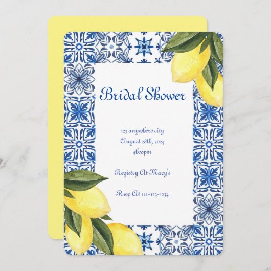 LIMONCELLO BRIDAL SHOWER INVITATION EINLADUNG (Vorne/Hinten)