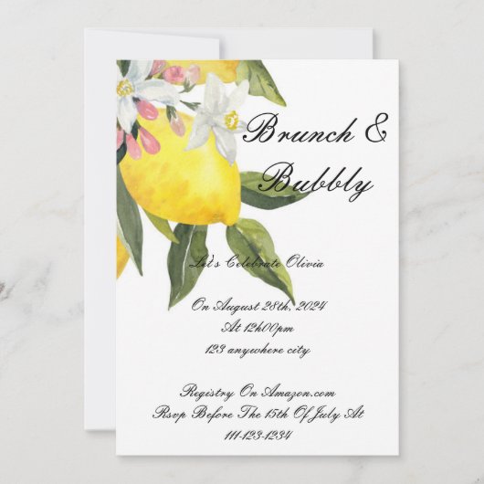 LIMONCELLO BRIDAL SHOWER INVITATION SAVE THE DATE (Vorderseite)