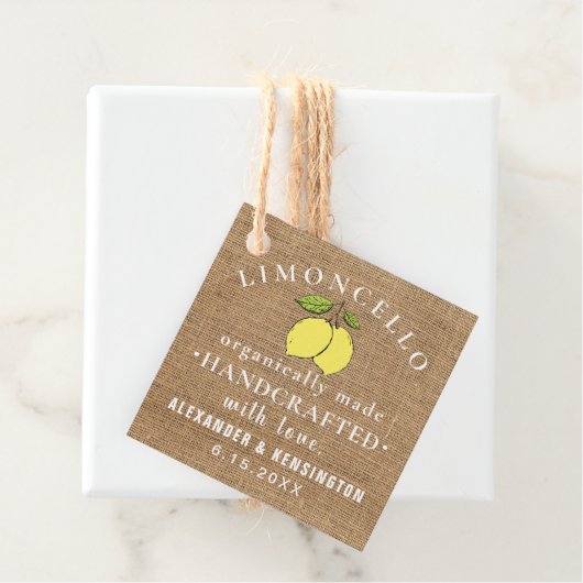 Limoncello Burlap Look Rustikales Land Geschenkanhänger (Beispiel)