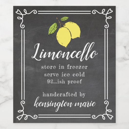 Limoncello Chalk Look Tall Bottle Label | Eigenart Weinetikett (Einzelnes Label)