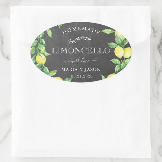 Limoncello Chalkboard Monogram Fevor Ovaler Aufkleber (Tasche)