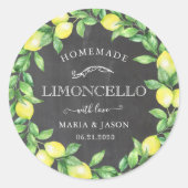 Limoncello Chalkboard Monogram Fevor Runder Aufkleber (Vorderseite)